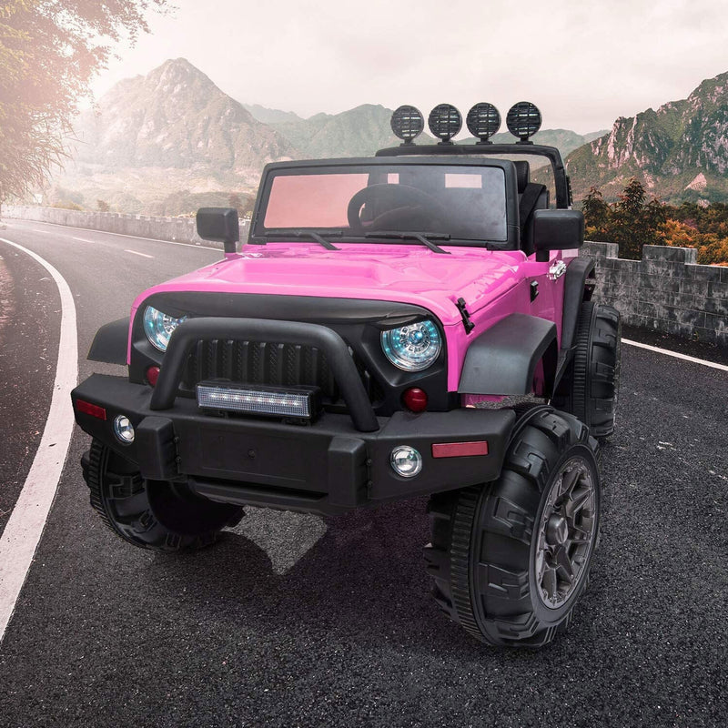 TOBBI 12V Kids Electric 2 Speed Jeep Wrangler Ride On Toy - Pink