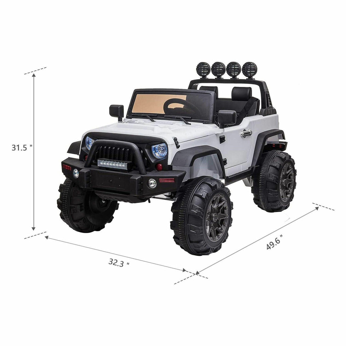 TOBBI 12V Kids Electric 2 Speed Open Top SUV Ride On Toy, White