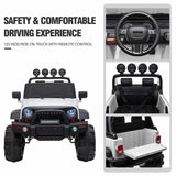 TOBBI 12V Kids Electric 2 Speed Open Top SUV Ride On Toy, White