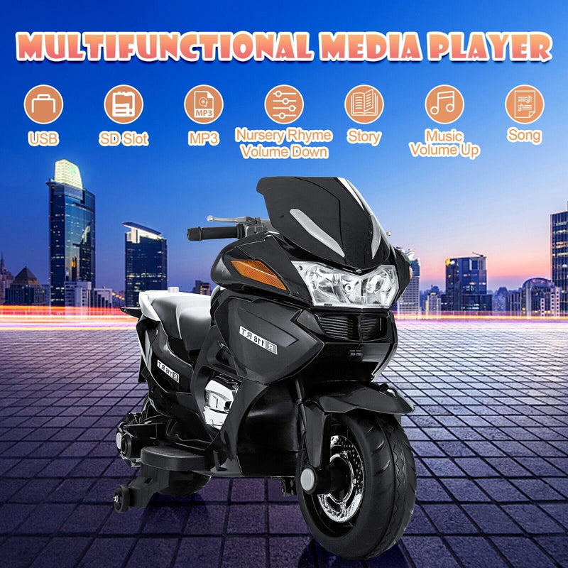 TOBBI 12V Kids Electric Dirt Bike with Training Wheels - Motorbike Ride On Toy