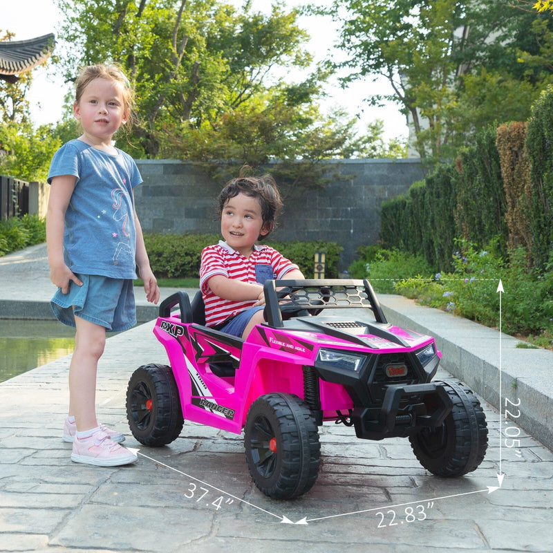 12V Kids Electric 2WD Off-Road UTV Ride-On Truck with Music in Rose Red