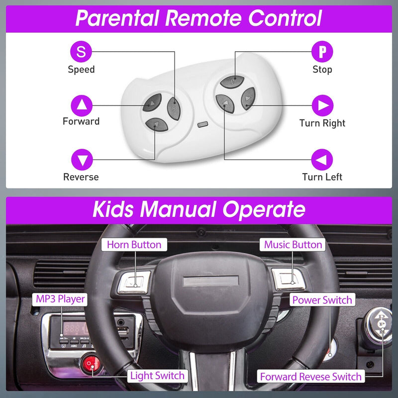 TOBBI 12V Kids Electric Truck Car with Remote Control, Music, and LED Lights