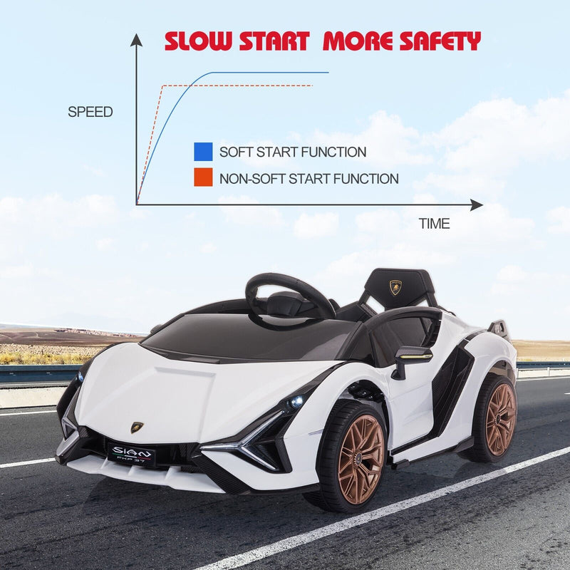 TOBBI 12V Kids Lamborghini Sian Ride-On Car with DIY Sticker Kit - Officially Licensed Electric Toy