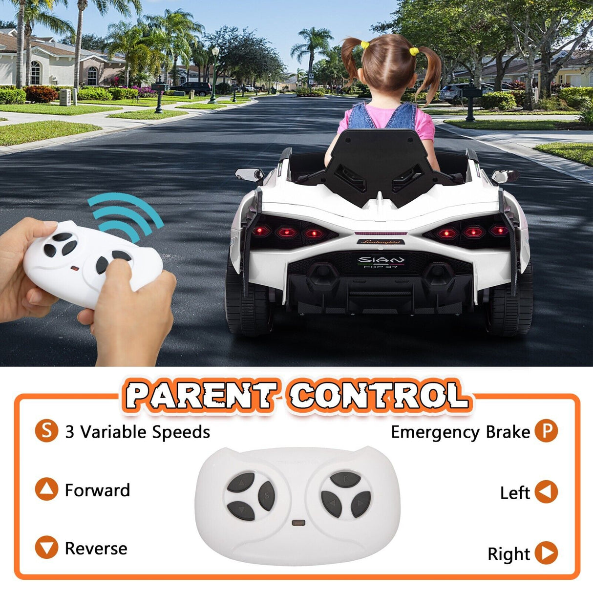 TOBBI 12V Kids Lamborghini Sian Ride-On Car with DIY Sticker Kit - Officially Licensed Electric Toy