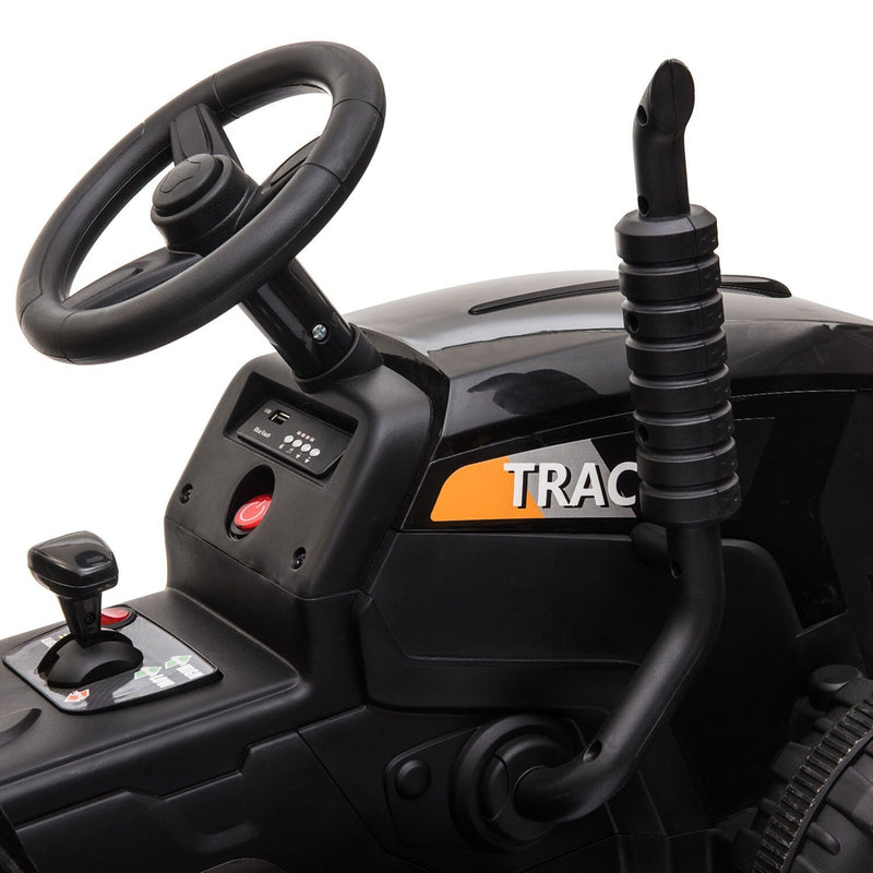 12V Electric Ride-On Kids Tractor with Battery Powered Toy Car and Trailer