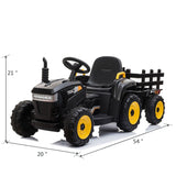 12V Electric Ride-On Kids Tractor with Battery-Powered Toy Car and Trailer