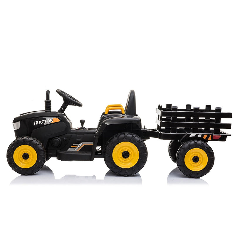 12V Electric Ride-On Kids Tractor with Battery-Powered Toy Car and Trailer