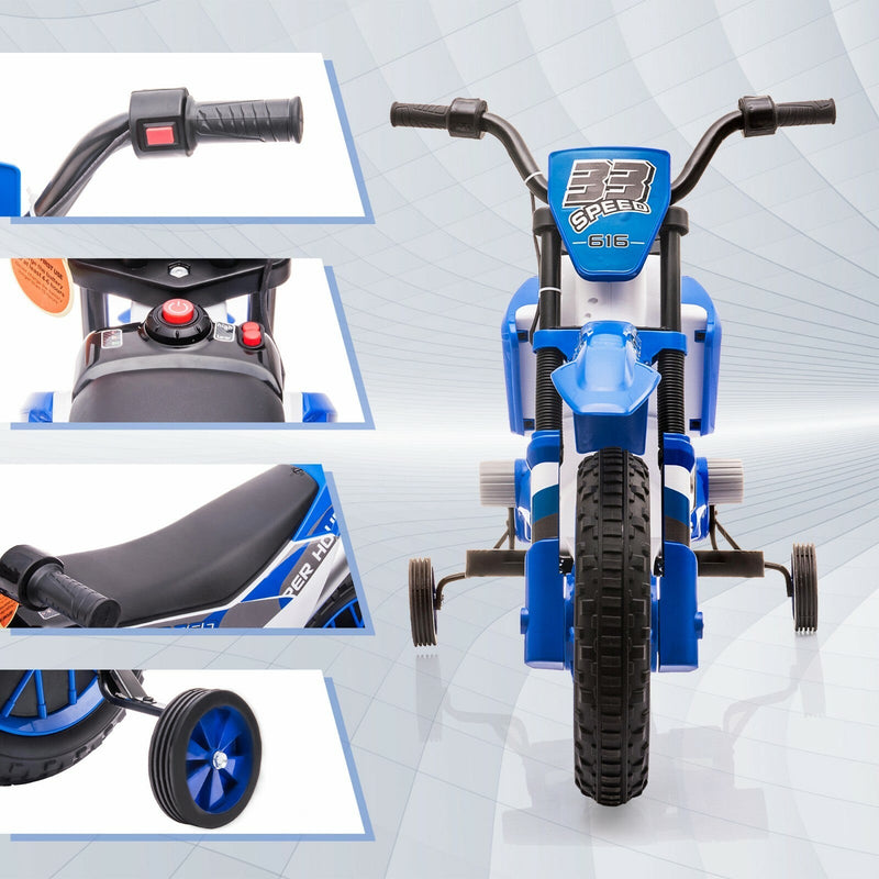 12V Kids Electric Ride-On Motorcycle with Training Wheels and 2 Speeds