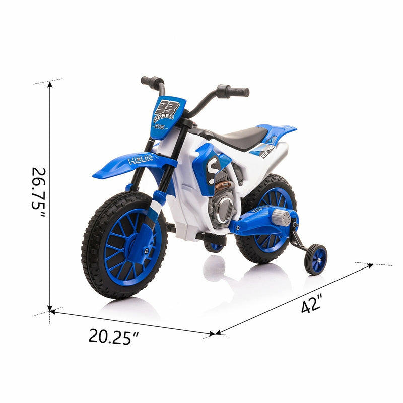12V Kids Electric Ride-On Motorcycle with Training Wheels and 2 Speeds