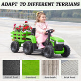 12V Battery-Powered Ride-On Tractor Toy with Trailer for Toddlers