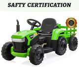 12V Battery-Powered Ride-On Tractor Toy with Trailer for Toddlers