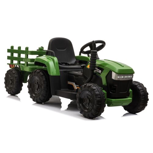 TOBBI 12V Kids Ride-On Tractor with Detachable Trailer and Illuminating Lights