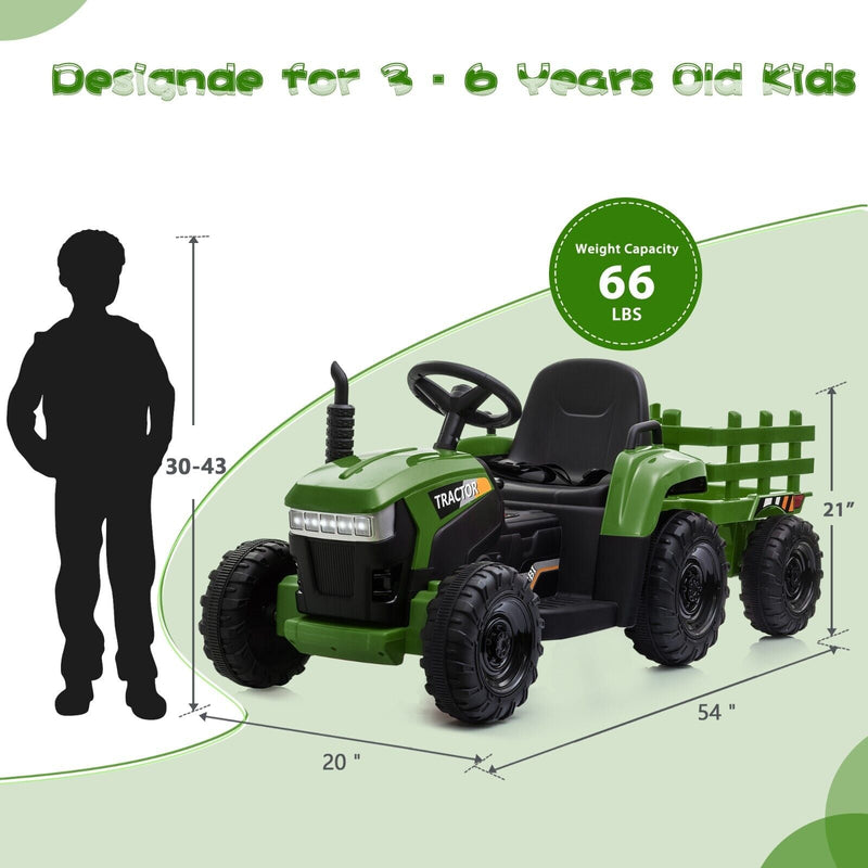 TOBBI 12V Kids Ride-On Tractor with Detachable Trailer - Electric Vehicle for Endless Fun!