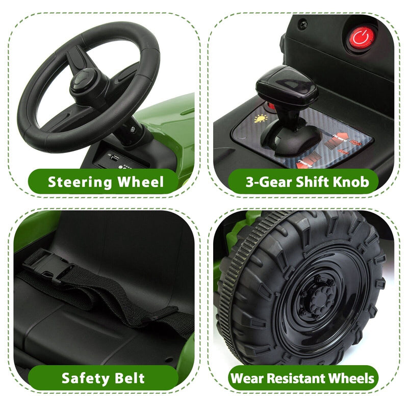 TOBBI 12V Kids Ride-On Tractor with Detachable Trailer - Electric Vehicle for Endless Fun!