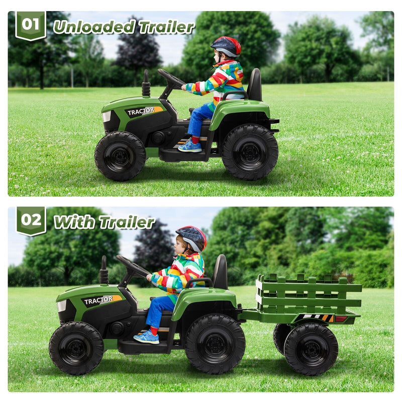 TOBBI 12V Kids Ride-On Tractor with Detachable Trailer - Electric Vehicle for Endless Fun!