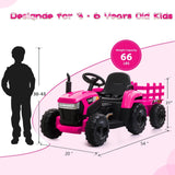 TOBBI 12V Electric Tractor for Kids with Trailer and Dual Motors - Perfect Gift for Young Drivers