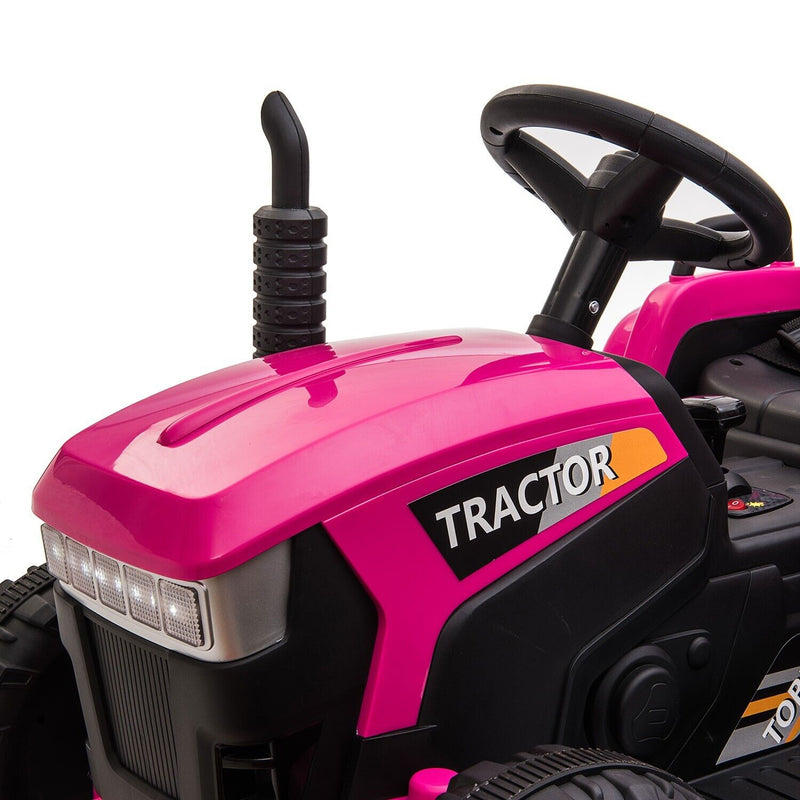 TOBBI 12V Kids Ride-On Tractor with Trailer and Dual Motors - Perfect Gift for Young Drivers