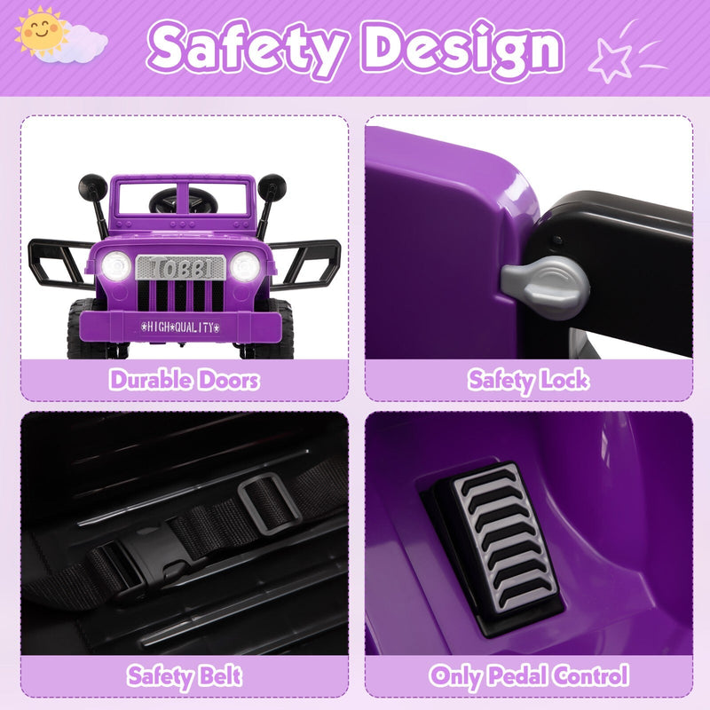 12V Electric Battery-Powered Ride-On Jeep Truck for Kids Ages 3-6