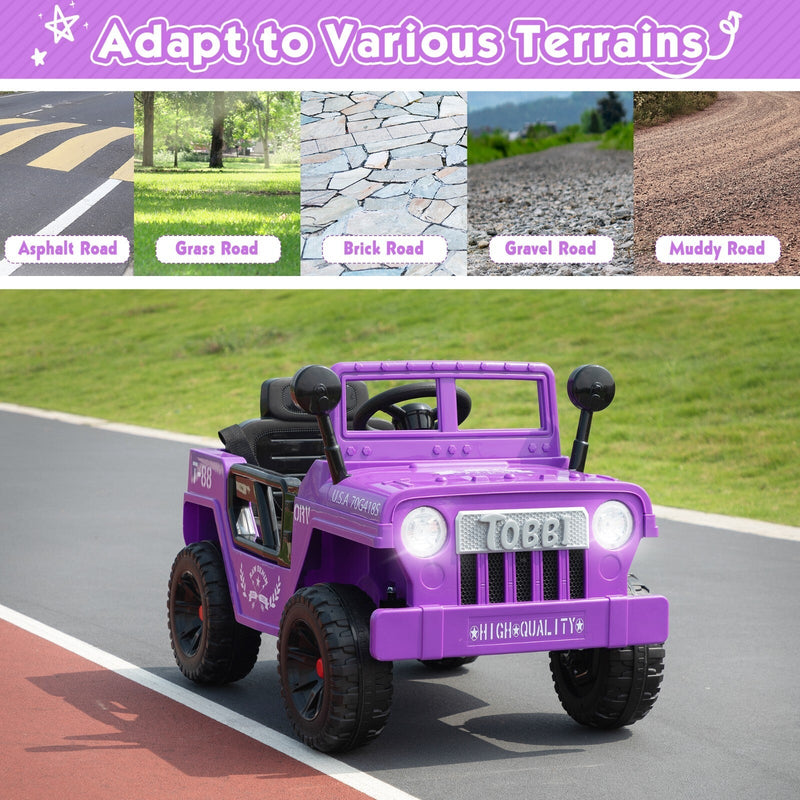 12V Electric Battery-Powered Ride-On Jeep Truck for Kids Ages 3-6