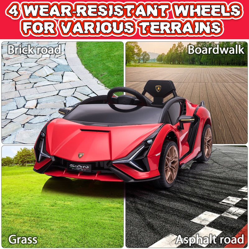 TOBBI 12V Lamborghini SIAN Electric Car for Kids with Remote Control - Red