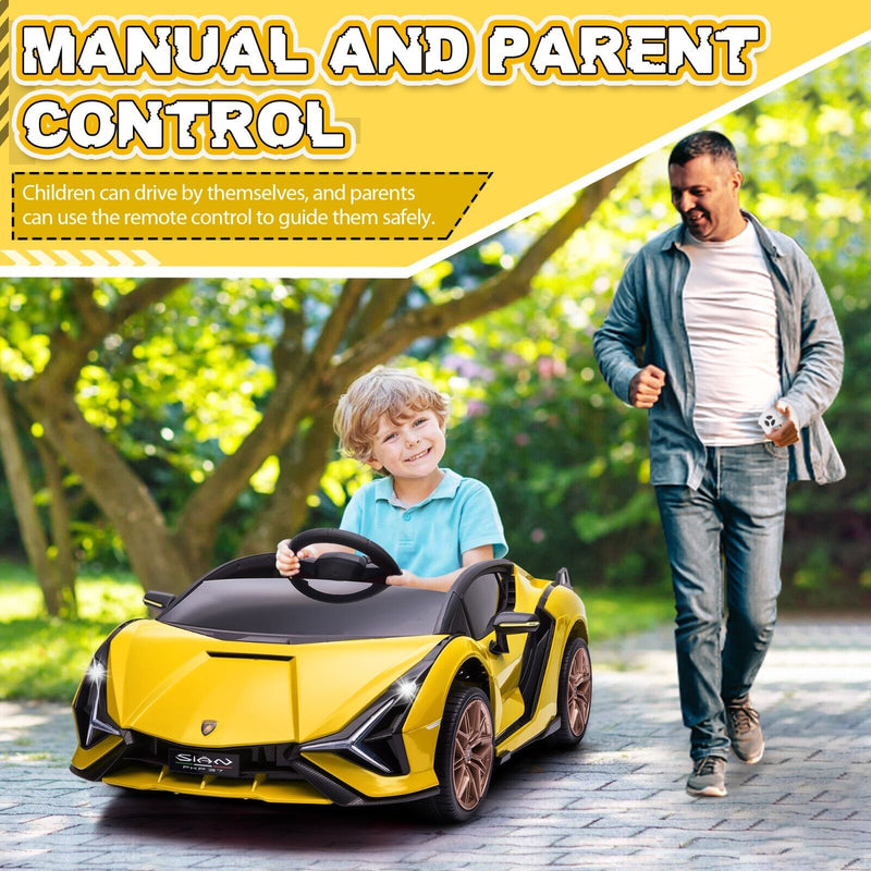 TOBBI 12V Lamborghini SIAN Electric Ride-On Car with Remote Control for Kids