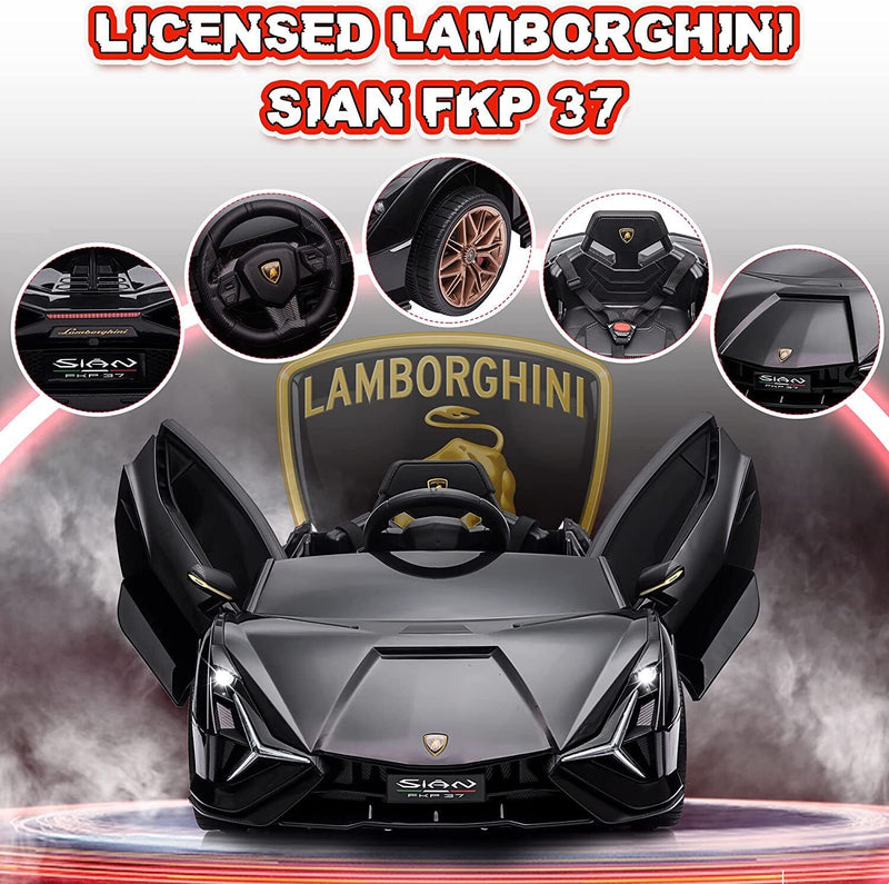 TOBBI 12V Lamborghini Sian Licensed Kids Electric Ride on Car with Parental Remote Control