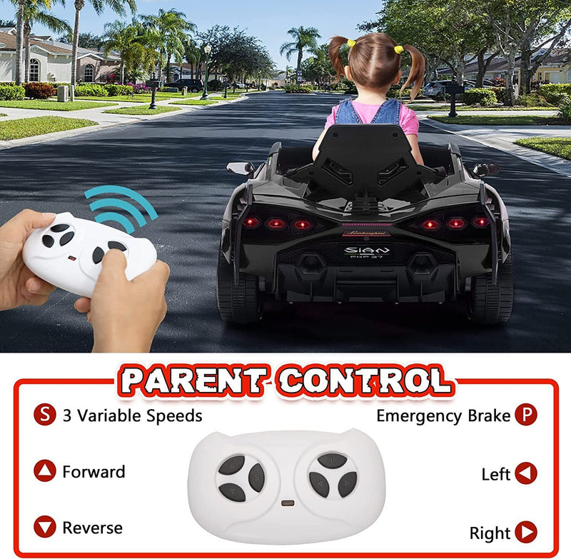 TOBBI 12V Lamborghini Sian Licensed Kids Electric Ride on Car with Parental Remote Control