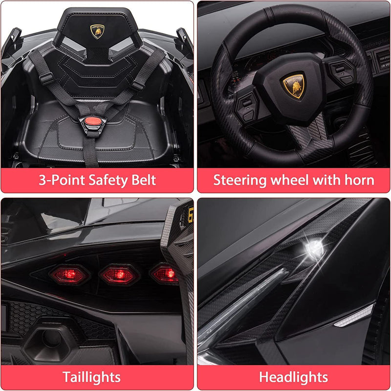 TOBBI 12V Lamborghini Sian Licensed Kids Electric Ride on Car with Parental Remote Control