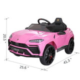 TOBBI 12V Lamborghini SUV Ride-On Car for Kids with Remote Control and MP3 Player, Pink