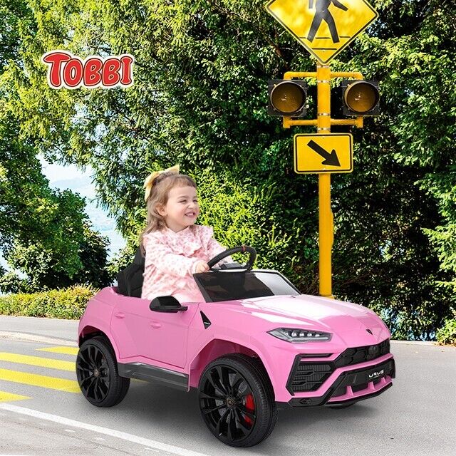 TOBBI 12V Lamborghini SUV Ride-On Car for Kids with Remote Control and MP3 Player, Pink