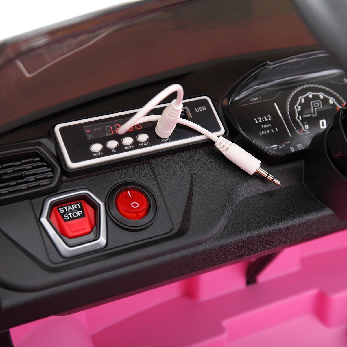 TOBBI 12V Pink Lamborghini SUV Ride-On Car with Remote Control and MP3 Player for Kids