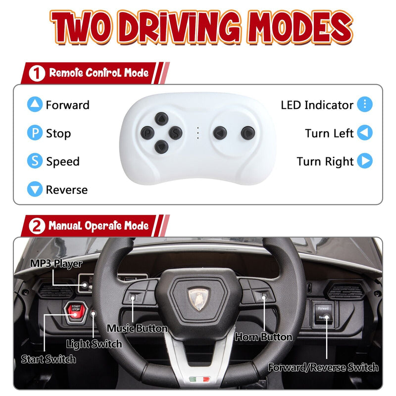 TOBBI 12V Lamborghini Urus Licensed Kids Ride on Car with Music - Black