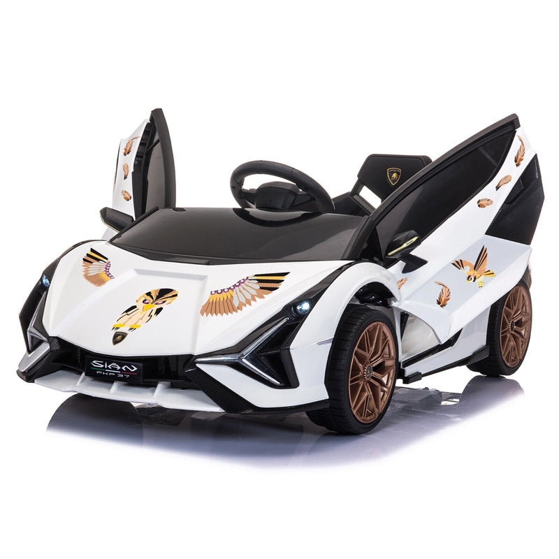TOBBI 12V Licensed Lamborghini Sian Electric Kids Ride-On Car with Customizable Stickers