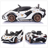 TOBBI 12V Licensed Lamborghini Sian Electric Kids Ride-On Car with Customizable Stickers