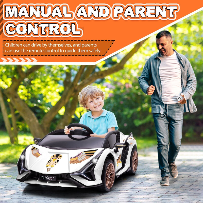 TOBBI 12V Licensed Lamborghini Sian Electric Kids Ride-On Car with Customizable Stickers