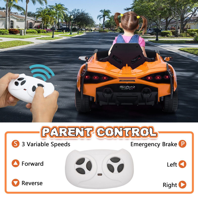 TOBBI 12V Licensed Lamborghini Sian Ride On Car for Kids with Remote Control and Battery Power