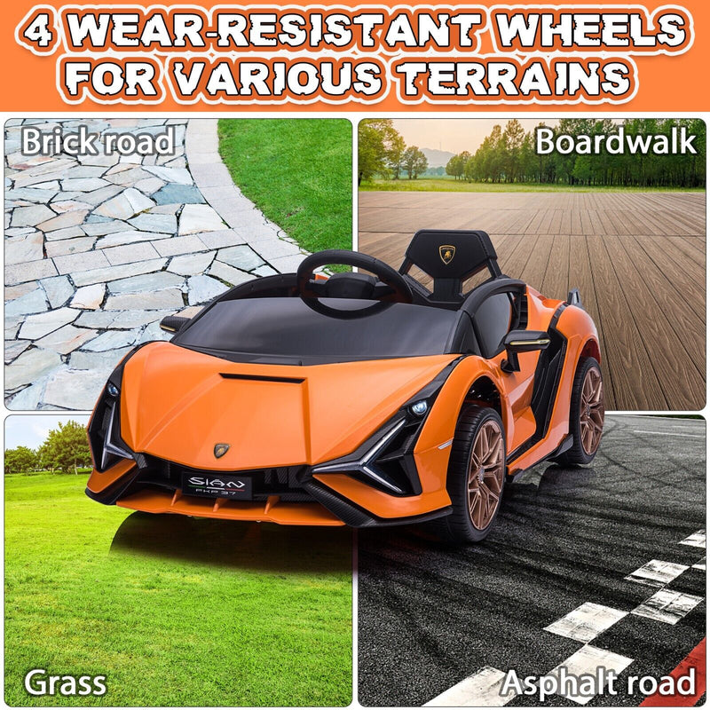 TOBBI 12V Licensed Lamborghini Sian Ride On Car for Kids with Remote Control and Battery Power