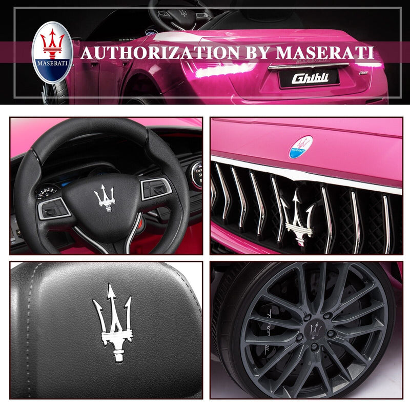 TOBBI 12V Licensed Maserati Gbili Kids Ride on Car with Remote Control, Pink