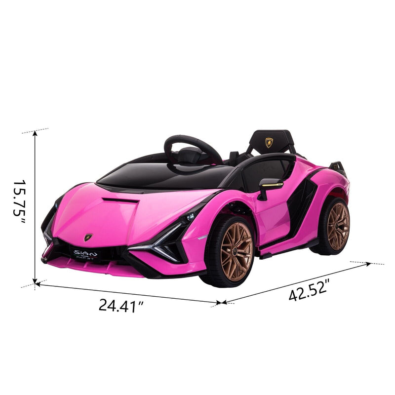 TOBBI 12V Licensed Pink Lamborghini Sian Kids Ride On Car with Remote Control - Plastic Toy for Endless Fun