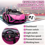 TOBBI 12V Pink Lamborghini SIAN Electric Ride-On Car for Kids with Remote Control