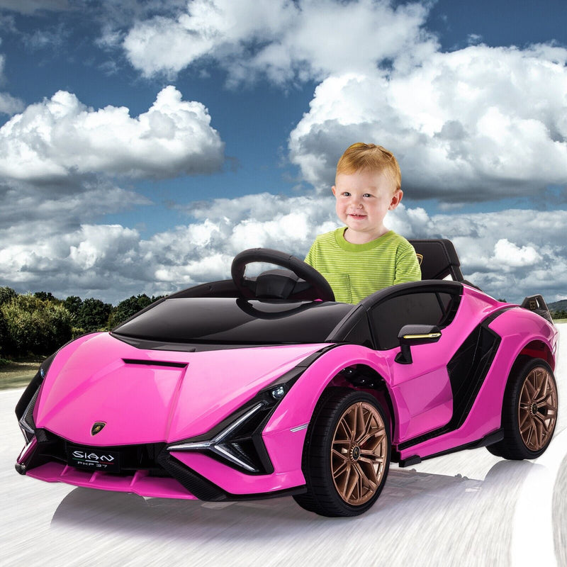 TOBBI 12V Pink Lamborghini SIAN Electric Ride-On Car for Kids with Remote Control