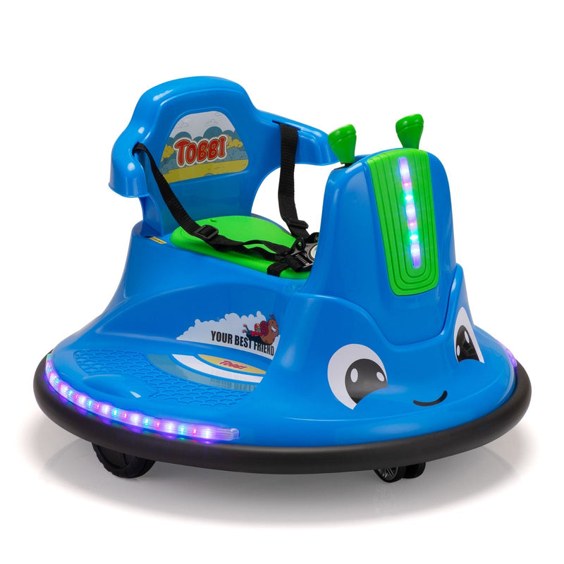12V Ride-On Bumper Car with 360° Spinning, Remote Control, Dual Motors, and LED Lights