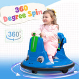 12V Ride-On Bumper Car with 360° Spinning, Remote Control, Dual Motors, and LED Lights