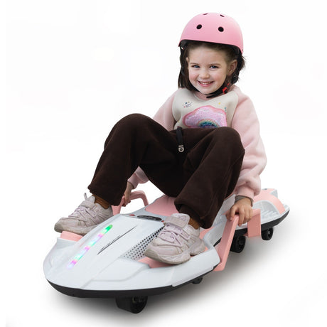 18V Battery-Powered Ride-On Drift Kart with LED Lights and Music