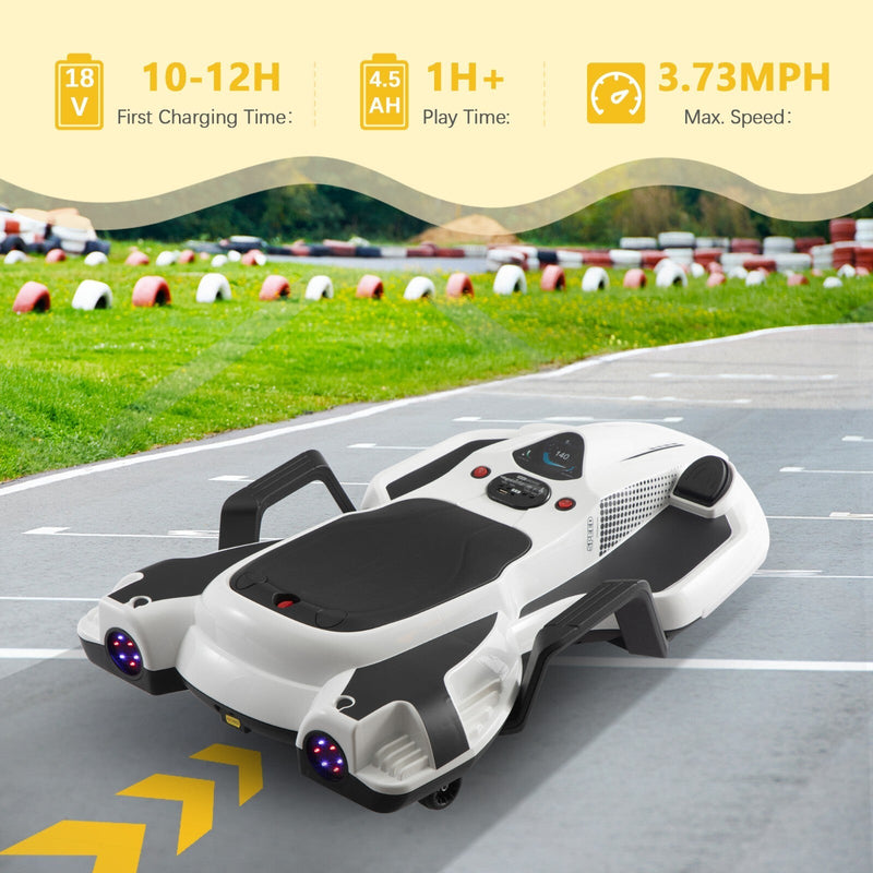 18V Battery-Powered Ride-On Drift Kart with LED Lights and Music