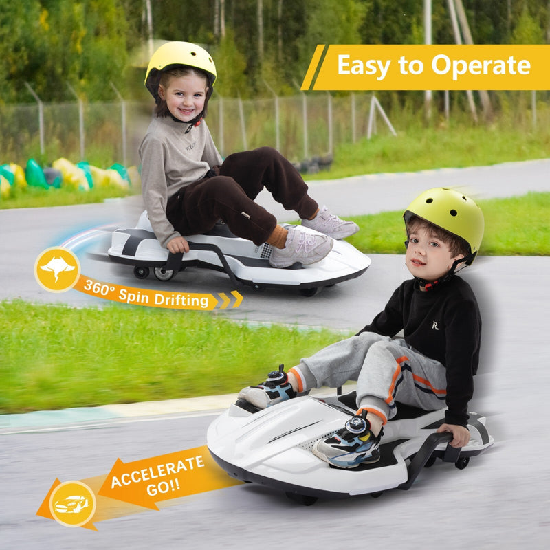 18V Battery-Powered Ride-On Drift Kart with LED Lights and Music