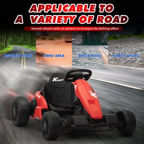 24V Electric Ride-On Go-Kart Toy Vehicle for Kids Ages 4-16