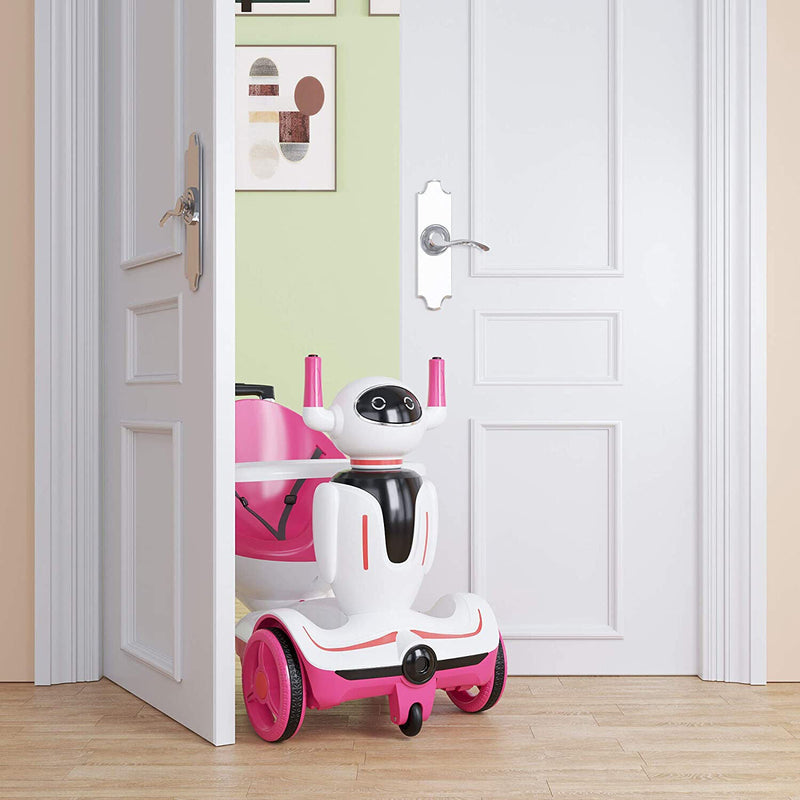 TOBBI 3-in-1 Electric Ride-On Robot Buggy for Kids with Remote Control - Pink