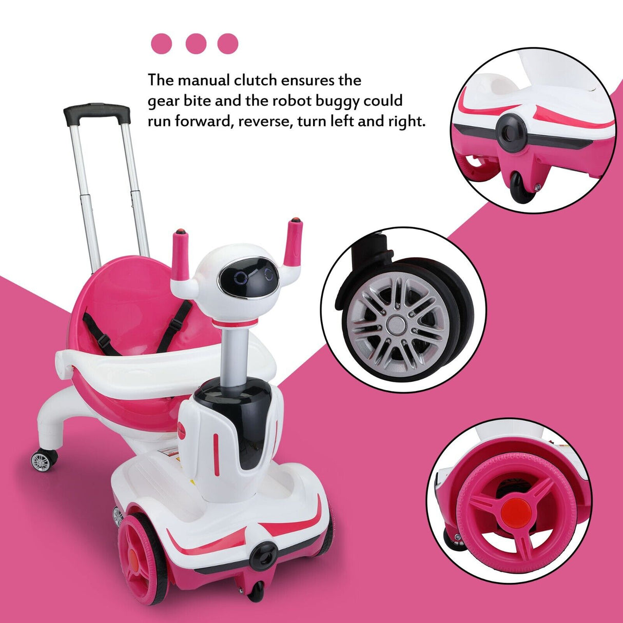 TOBBI 3-in-1 Electric Scooter Robot Buggy Toy for Kids - Ride On Car with Remote Control and 6V Battery