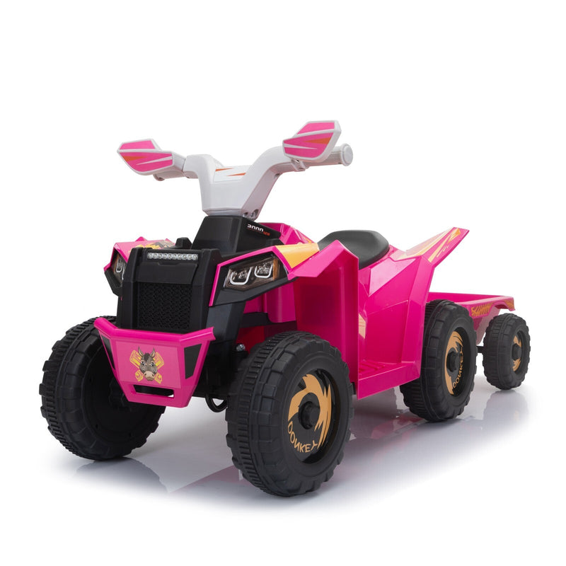 6V Electric Ride-On Quad Bike with Trailer for Toddlers Ages 3-6